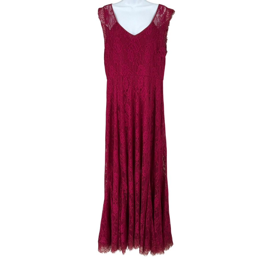 Torrid Maxi Dress Womens 16 Red Lace V-Neck Cap Sleeve Formal Evening Classic